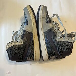 Nike High-Top Sneakers in Gray and Black with Snakeskin Texture